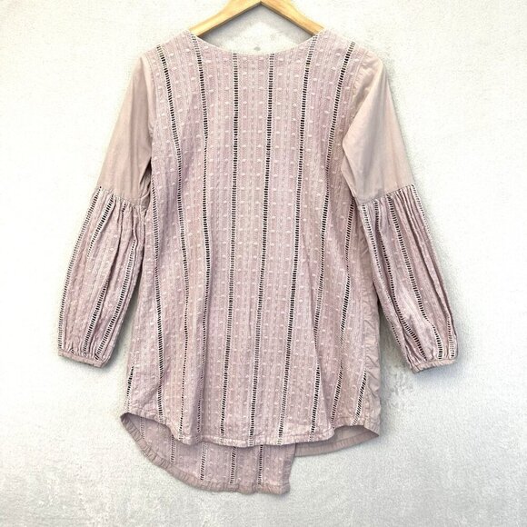 Sana Abbas Beaded Tunic Top Blouse Women's Size Small Lavender Purple Pleated - Picture 2 of 8